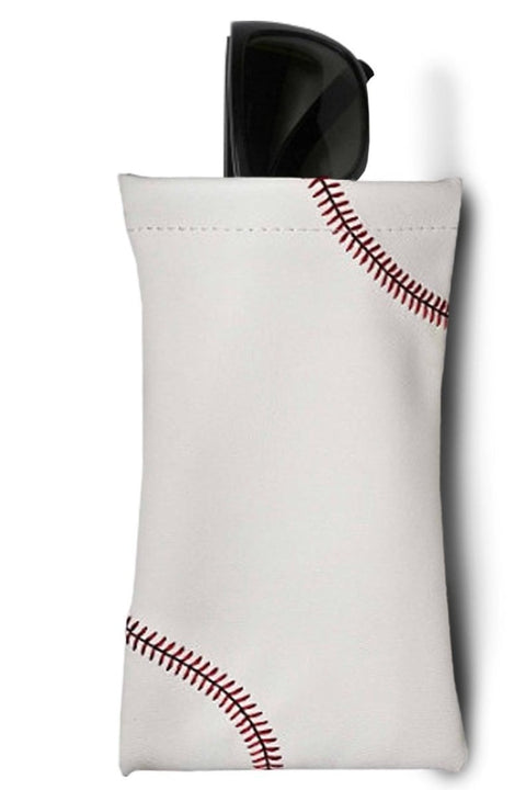 white baseball leather sunglass case