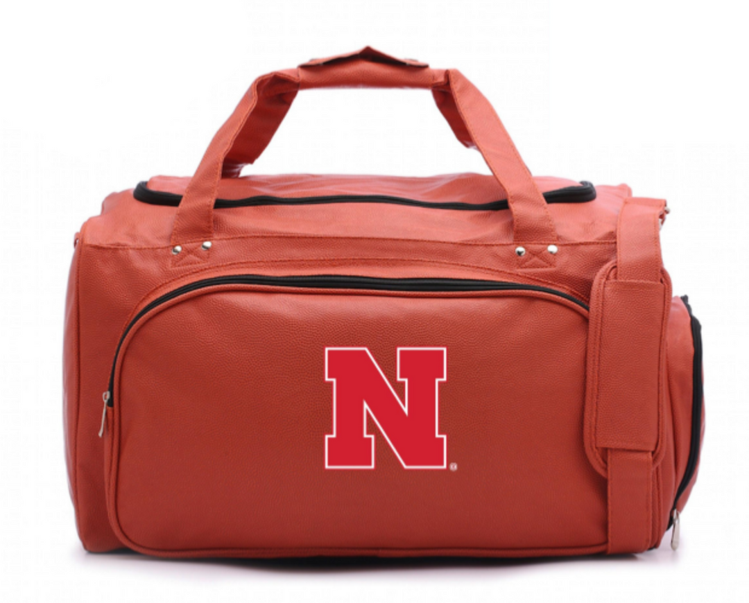 Nebraska Cornhuskers Basketball Leather Travel Duffel Bag